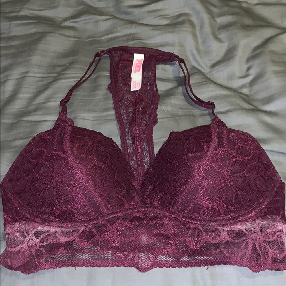 Pink padded bralette in maroon